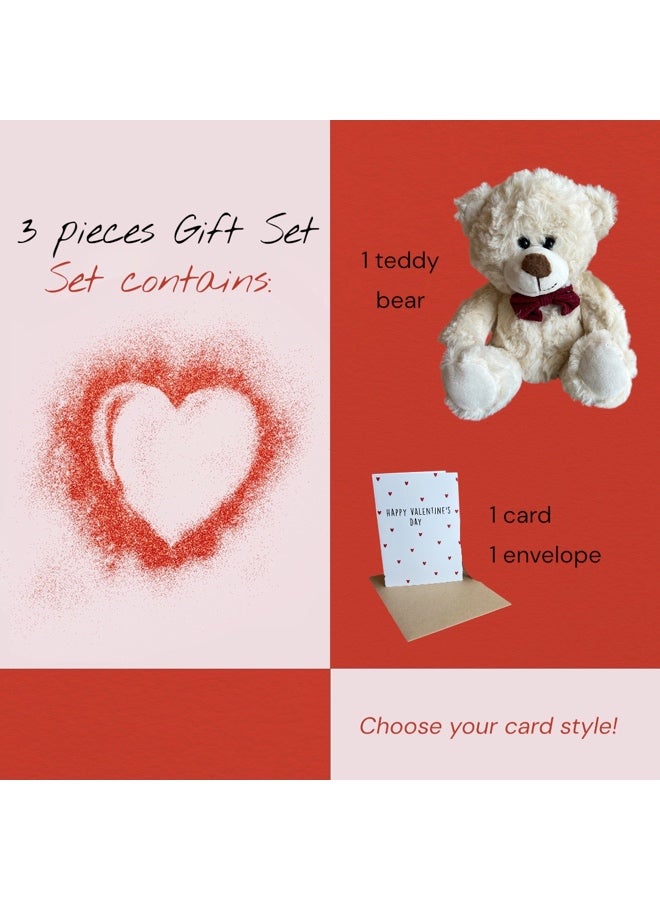 Plush Teddy Bear Gift Set, Valentine's Day Romantic Gift Idea for Anniversary him her Women Men with Card Envelope, I Love You, Lovely Surprise Present - Image 3